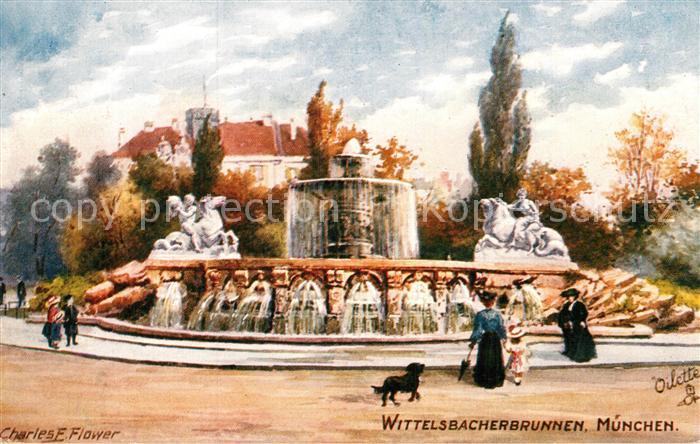Verlag Tucks Oilette Nr. 614 B München Wittelsbacherbrunnen Char