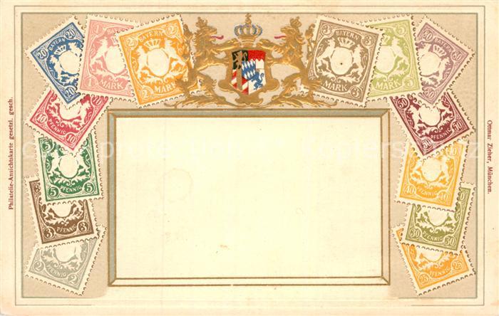 Briefmarken auf Postkarte Bayern
