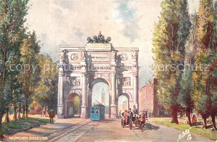 Verlag Primus Nr. 2024 München Siegestor Strassenbahn