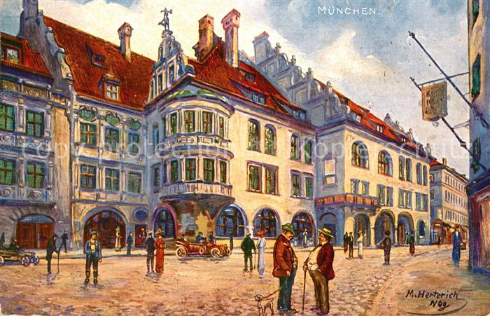 Kuenstlerkarte M. Herterich München Hofbräuhaus
