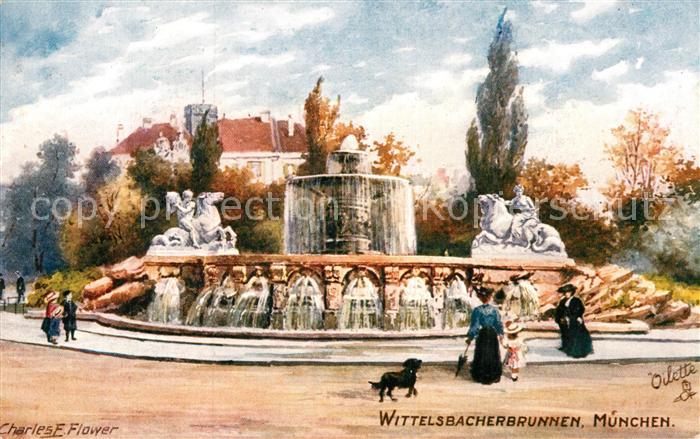 Verlag Tucks Oilette Nr. 614 B München Wittelsbacher Brunnen Cha