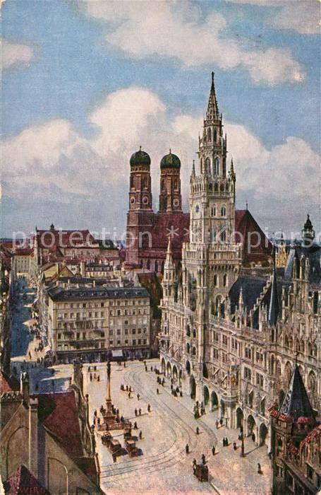 Verlag WIRO Wiedemann Nr. 2168 M München Marienplatz Rathaus Dom