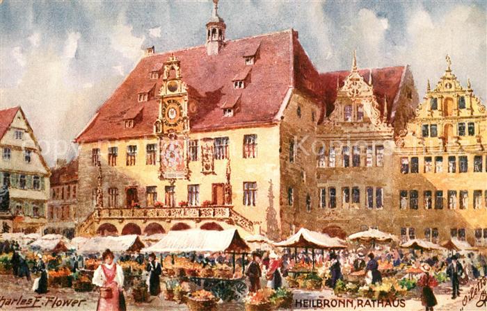 Verlag Tucks Oilette Nr. 709 Heilbronn Rathaus Charles E. Flower