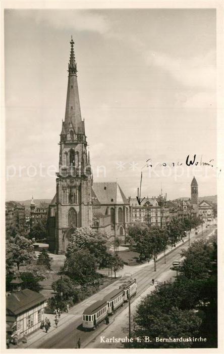 Strassenbahn Karlsruhe Bernharduskirche