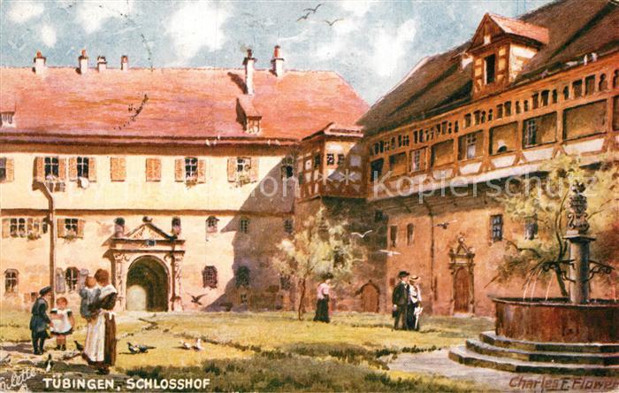 Verlag Tucks Oilette Nr. 645 B Tübingen Schlosshof Charles E. Fl