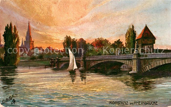 Verlag Tucks Oilette Nr. 685 B Konstanz Rheinbrücke