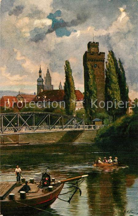 Hoffmann Heinrich Heilbronn Partie am Neckar Götzenturm