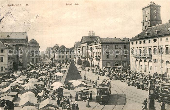 Strassenbahn Karlsruhe Marktplatz Bahnpoststempel Fr