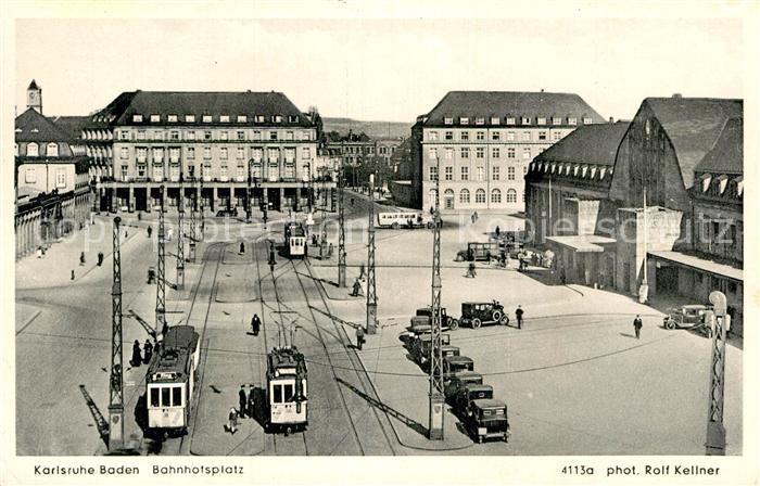 Foto Kellner Rolf Nr. 4113 a Karlsruhe Bahnhofsplatz