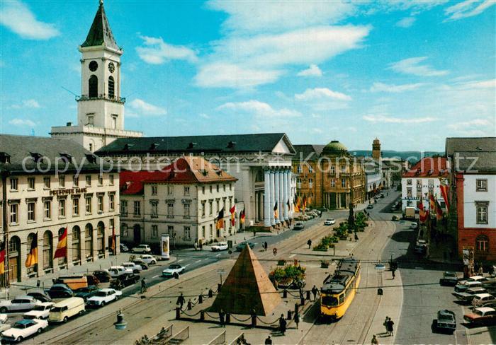 Strassenbahn Karlsruhe Marktplatz Stadtkirche
