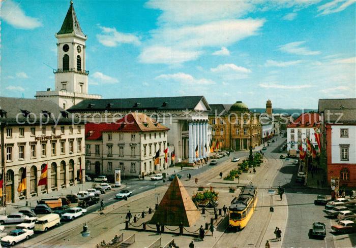 Strassenbahn Karlsruhe Marktplatz Stadtkirche