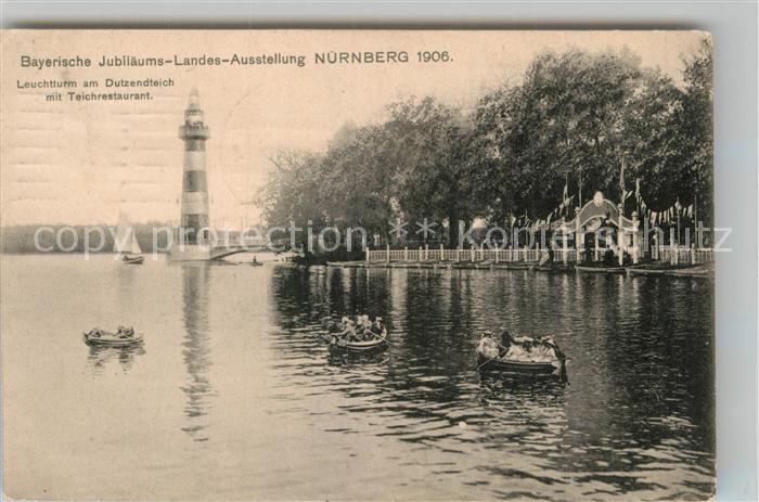 Ausstellung Bayr Landes Nuernberg 1906 Leuchtturm am Dutzendteich Teichrestaur