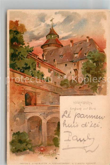 Schmohl P. Nürnberg Eingang zur Burg Litho