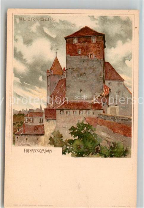 Mutter K. Nürnberg Fünfeckiger Turm Litho