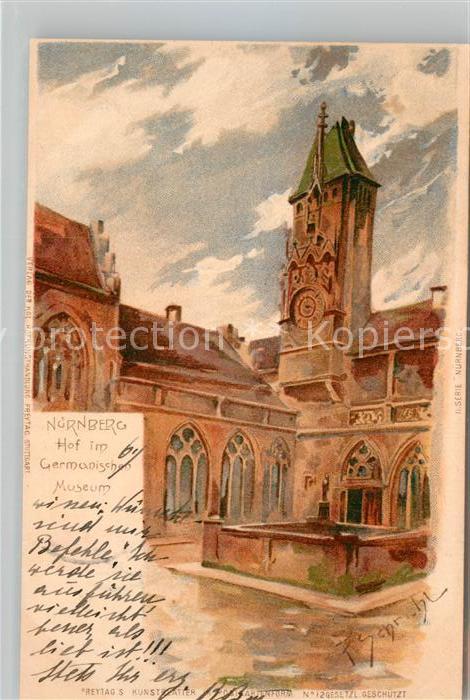 Schmohl P. Nürnberg Hof Germansiches Museum Litho