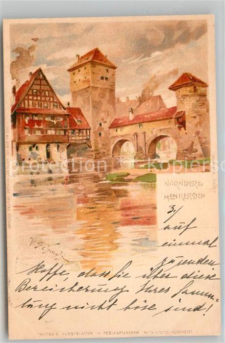 Schmohl P. Nürnberg Henkersteg Litho