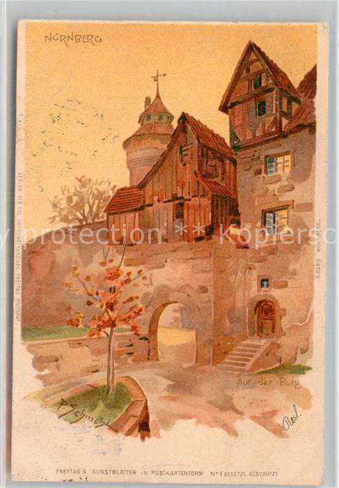 Schmohl P. Nürnberg Auf der Burg Litho