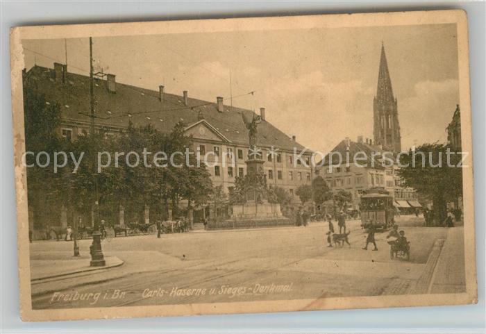 Strassenbahn Freiburg  Carls-Kaserne Siegesdenkmal