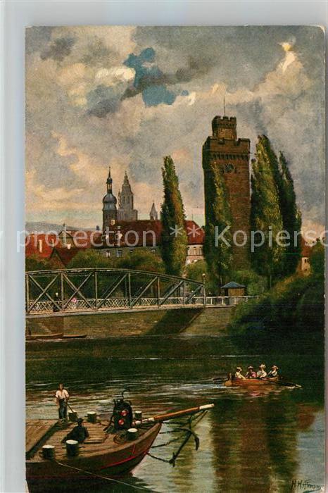 Hoffmann Heinrich Heilbronn Partie am Neckar Götzenturm