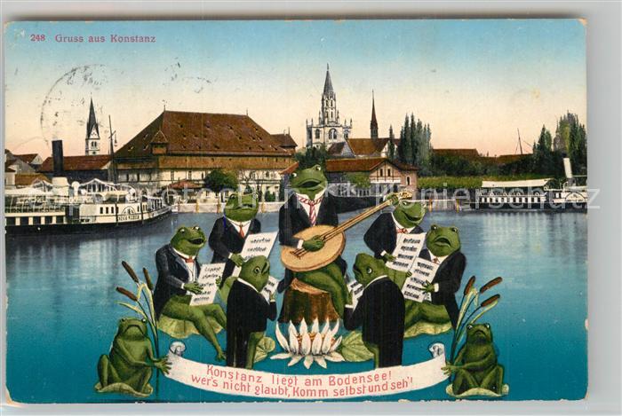 Vermenschlicht Frösche Musikanten Konstanz Mandoline