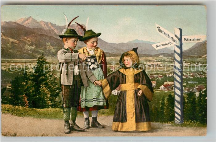 Muenchner Kindl Reise Kinder Trachten Wegweiser Partenkirchen Garmisch Muenchen