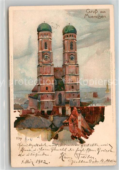 Kley München Frauenkirche Litho
