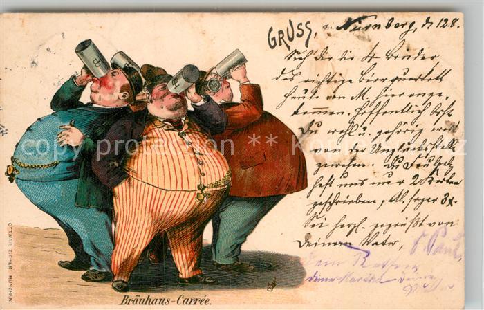 Bier Dicke Männer Bräuhaus-Carree Litho
