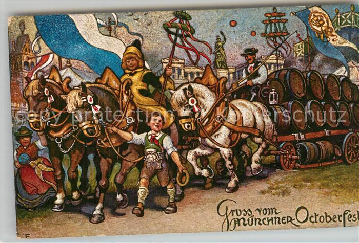 Oktoberfest München Brauerei-Pferdegespann Münchner