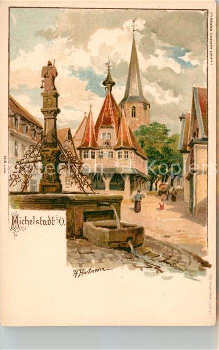 Hartmann A. Michelstadt Odelwald Litho