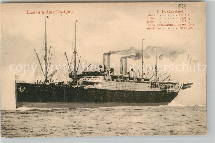 Dampfer Oceanliner P.D. Cleveland Hamburg-Amerika-Linie