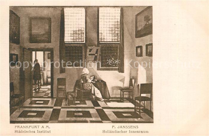 Kuenstlerkarte P. Janssens Holländischer Innenraum