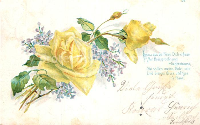 Rosen Flieder Gedicht Litho