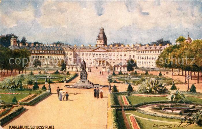 Verlag Tucks Oilette Nr. 638 Karlsruhe Schlossplatz Charles E. F