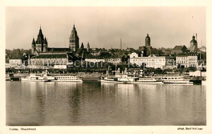 Foto Kellner Rolf Nr. 4246 Mainz Rheinfront Seitenraddampfer