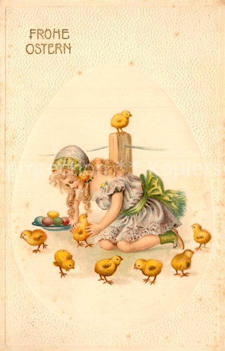 Ostern Easter Paques Kind Küken Ostereier Litho