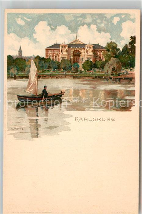 Mutter K. Karlsruhe Bootsfahrt Litho