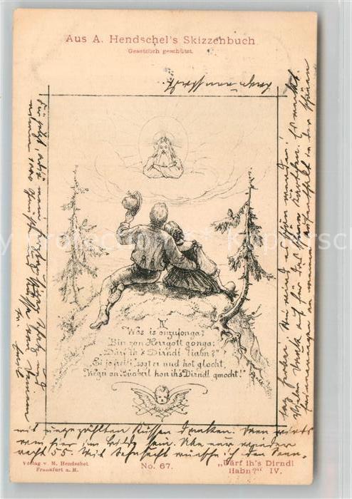 Kuenstlerkarte A. Hendschel Darf ih's Dirndl habn