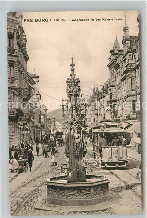 Strassenbahn Freiburg im Breisgau Fischbrunnen Kaiserstrasse