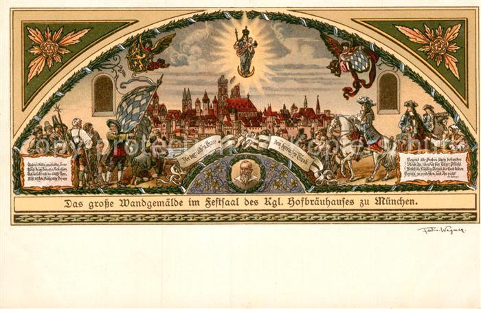 Muenchen Bayern Hofbraeuhaus Wandgemaelde im Festsaal