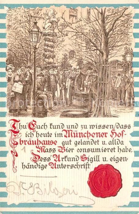 Muenchen Bayern Hofbraeuhaus Trinkkarte