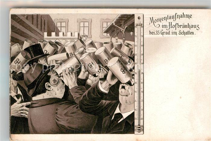 Muenchen Bayern Hofbraeuhaus bei 35 Grad im Schatten