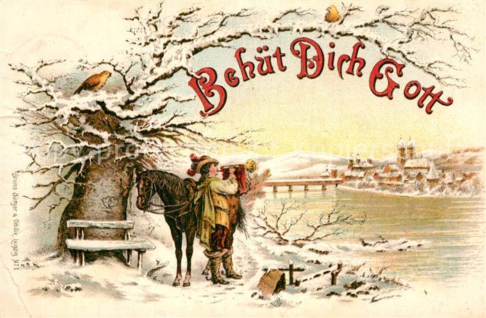 Bad Saeckingen Winterkarte Trompeter Teilansicht Rheinbruecke Muenster