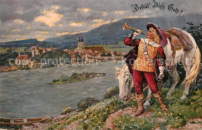 Bad Saeckingen Teilansicht Trompeter und Pferd