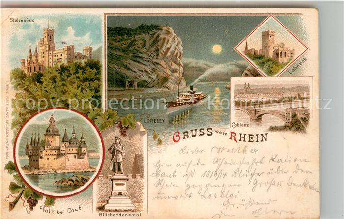 Koblenz Rhein Loreley Burg Stolzenfels Lahneck Bluecherdenkmal