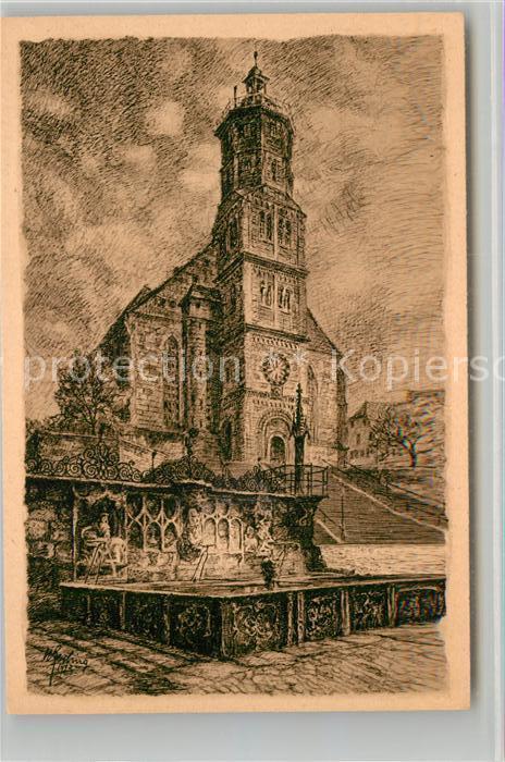 Schwaebisch Hall Sankt Michaeliskirche Marktbrunnen Pranger