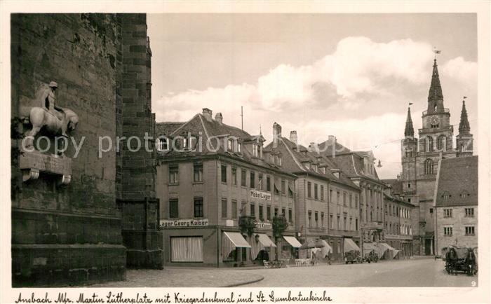 Ansbach Mittelfranken Martin Luther Platz Kriegerdenkmal Sankt Gumbertuskirche