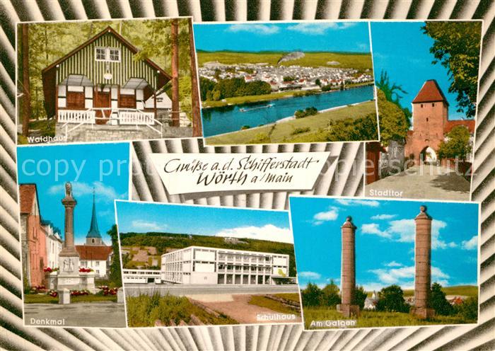 Woerth Main Stadttor Waldhaus Denkmal Schulhaus Panorama