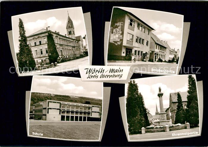 Woerth Main Strassenpartie Kirchenpartie Schule Ehrenmal