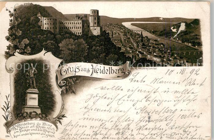 Heidelberg Neckar Teilansicht Schloss Panorama