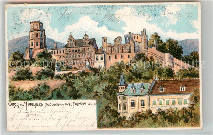 Heidelberg Neckar Schloss Blick vom Hotel Prinz Carl